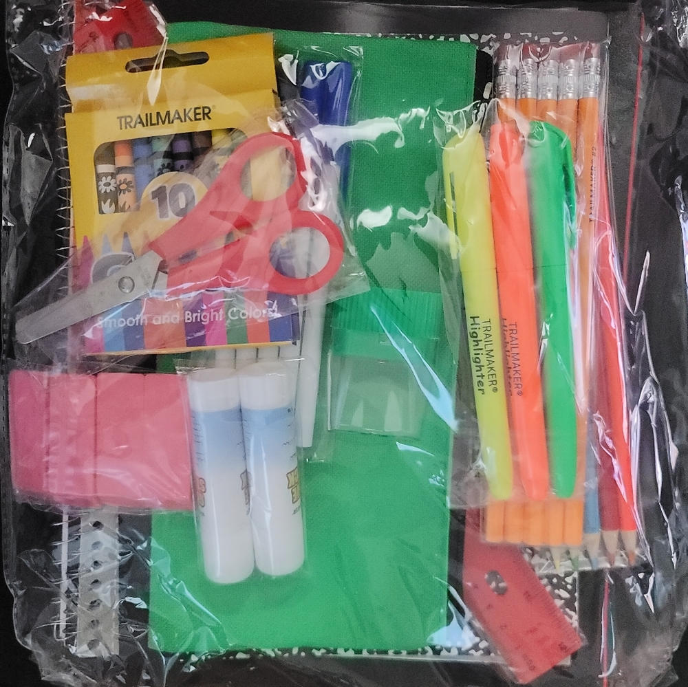 2 Trailmaker Backpacks and a 45 Piece Bag of School Supplies